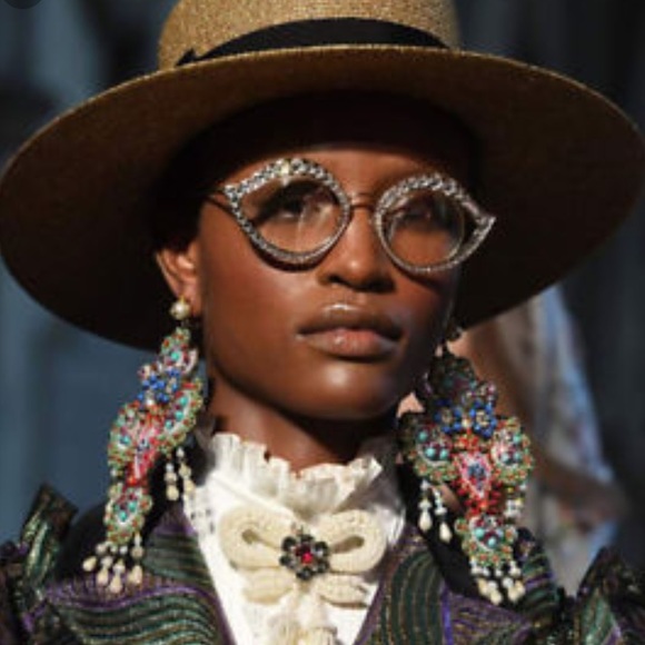 GUCCI Pink Crystal Lips Cateye Optical EyeGlasses - Picture 7 of 7